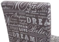 2er-Set Esszimmerstühle Textil Schriftzug Eichenholz-Beine grau