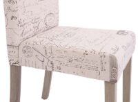 2er-Set Esszimmerstühle Textil Beine Eiche mit Schriftzug creme