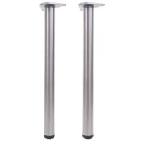 2er-Set Tischbeine Edelstahl-Optik für Schreibtisch & Esstisch 73cm