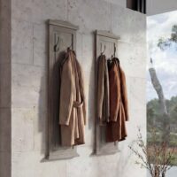 2er-Set Wandgarderobe Holz shabby mit Wandhaken grau-braun