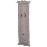 2er-Set Wandgarderobe Holz shabby mit Wandhaken grau-braun