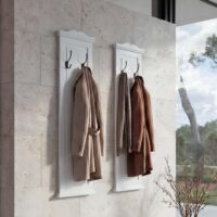 2er-Set Wandgarderobe Holz lackiert mit Wandhaken weiss