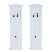 2er-Set Wandgarderobe Holz lackiert mit Wandhaken weiss