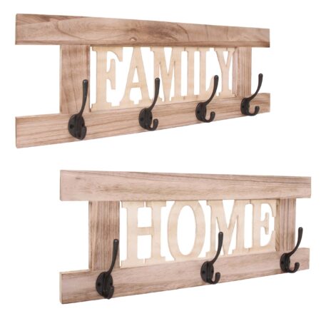 2er Set Wandgarderobenpaneel Shabby-Look Vintage naturbraun