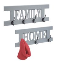 2er Wandgarderoben Set Vintage Shabby-Look Garderobenpaneel grau-blau