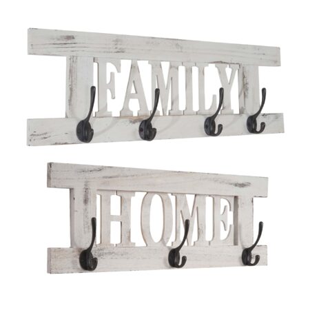 2er Wandgarderoben Set Vintage Shabby-Look Garderobenpaneel weiss