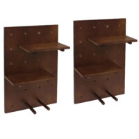 2er-Set Wandregal Steckboard 4 Ebenen 60x40cm braun