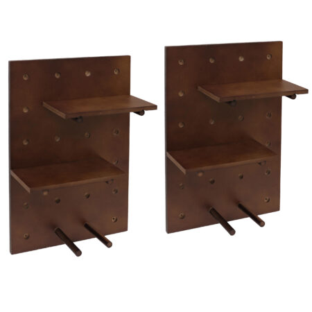 2er-Set Wandregal Steckboard 4 Ebenen 60x40cm braun