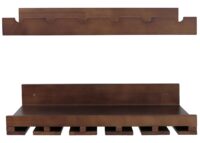 2er-Set Weinregal Holz Wandregal Flaschen- & Glashalter braun