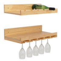 2er-Set Weinregal Holz Wandmontage für 6 Flaschen natur
