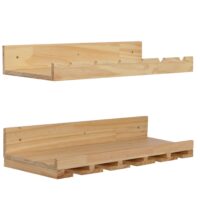 2er-Set Weinregal Holz Wandmontage für 6 Flaschen natur