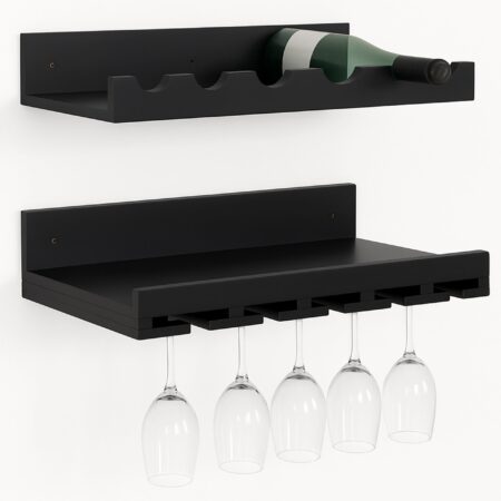 2er-Set Weinregal Holz Wandregal für 6 Flaschen schwarz