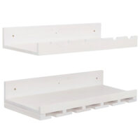 2er-Set Weinregal Holz Wandhalter für 6 Flaschen 15 Gläser weiss