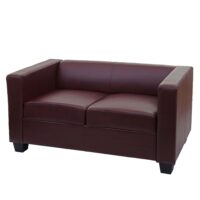 2er Sofa Couch Loungesofa aus Kunstleder rot-braun