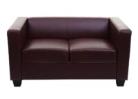2er Sofa Couch Loungesofa aus Kunstleder rot-braun