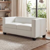 2er Sofa Loungesofa Couch aus Kunstleder weiss