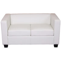 2er Sofa Loungesofa Couch aus Kunstleder weiss