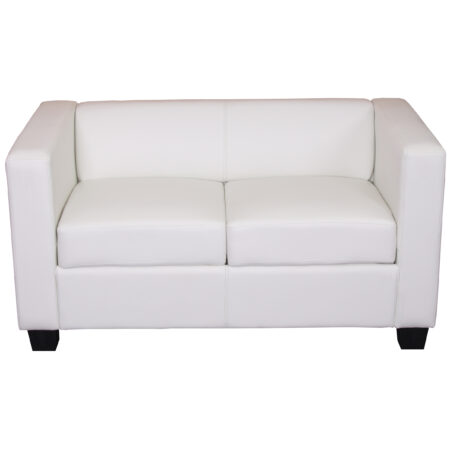 2er Sofa Loungesofa Couch aus Kunstleder weiss