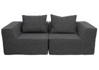 2er-Sofa modular aus Stoff 2-Sitzer Couch dunkelgrau
