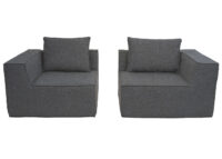 2er-Sofa modular aus Stoff 2-Sitzer Couch dunkelgrau