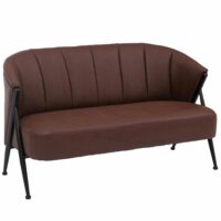 2er-Sofa Lounge Couch Vintage Retro Industrial Metall Kunstleder rostrot
