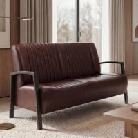 2er Sofa Zweisitzer Kunstleder Metall Industrie-Design vintage braun