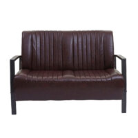 2er Sofa Zweisitzer Kunstleder Metall Industrie-Design vintage braun