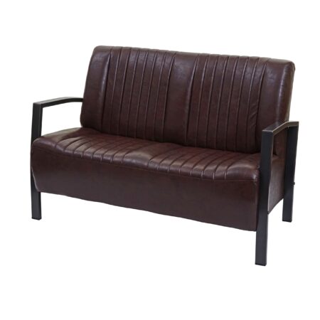 2er Sofa Zweisitzer Kunstleder Metall Industrie-Design vintage braun