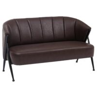 2er-Sofa Zweisitzer Vintage Retro Kunstleder Industrial dunkelbraun