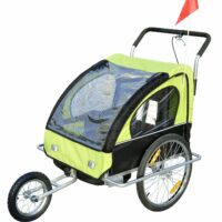 2in1 Fahrradanhänger Kinderanhänger Jogger Kinderfahrradanhänger Grün-Schwarz