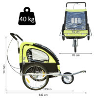 2in1 Fahrradanhänger Kinderanhänger Jogger Kinderfahrradanhänger Grün-Schwarz