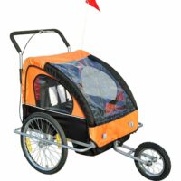 2in1 Fahrradanhänger Kinderanhänger Jogger Kinderfahrradanhänger Orange