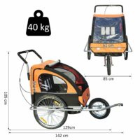 2in1 Fahrradanhänger Kinderanhänger Jogger Kinderfahrradanhänger Orange