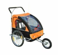 2in1 Fahrradanhänger Kinderanhänger Jogger Kinderfahrradanhänger Orange