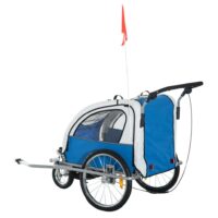 2in1 Kinderanhänger Fahrradanhänger Jogger Kinderfahrradanhänger Blau Grau