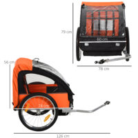 2in1 Kinderanhänger Fahrradanhänger Jogger Kinderfahrradanhänger Orange