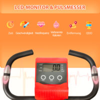 Roter 2-in-1 klappbarer Heimtrainer mit LCD-Display.