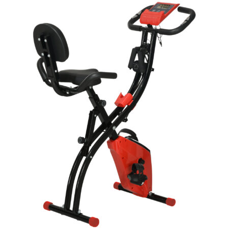Roter 2-in-1 klappbarer Heimtrainer mit LCD-Display.