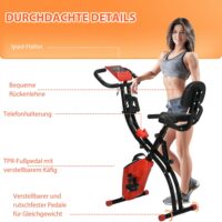 Roter 2-in-1 klappbarer Heimtrainer mit LCD-Display.