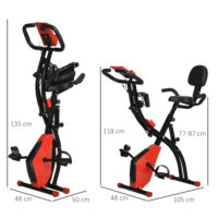 Roter 2-in-1 klappbarer Heimtrainer mit LCD-Display.