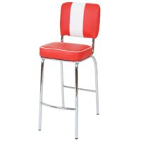 2x Barhocker Avellino Kunstleder ~ rot-weiss