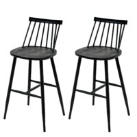 2x Barhocker Industrial Chic Massivholz anthrazit