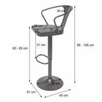 2x Barhocker Industrial drehbar höhenverstellbar vintage schwarz-braun