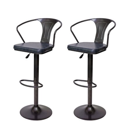 2x Barhocker Industrial drehbar höhenverstellbar vintage schwarz-grau