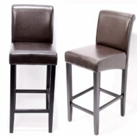 2x Barhocker Lancy ~ braun dunkle Beine Leder