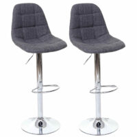 2x Barhocker Tresenhocker Textil ~ grau