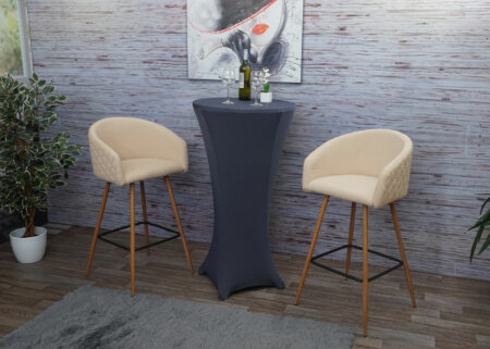 2x Barhocker Tresenhocker mit Lehne Samt creme-beige