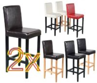 2x Barhocker Vicenza Holz+LEDER ~ braun dunkle Beine