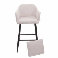 Barhocker mit Fussablage Metall - Stoff/Textil creme-beige