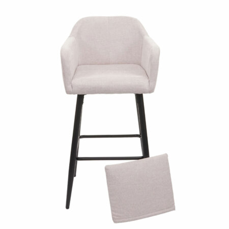 Barhocker mit Fussablage Metall - Stoff/Textil creme-beige